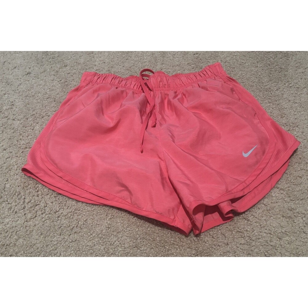 Nike Dri Fit Shorts Pink Peach Drawstring Running Training Gym Womens Size Small